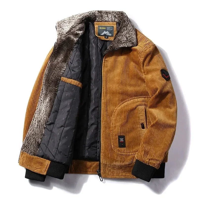 Veste d'hiver en velours thermique pour homme