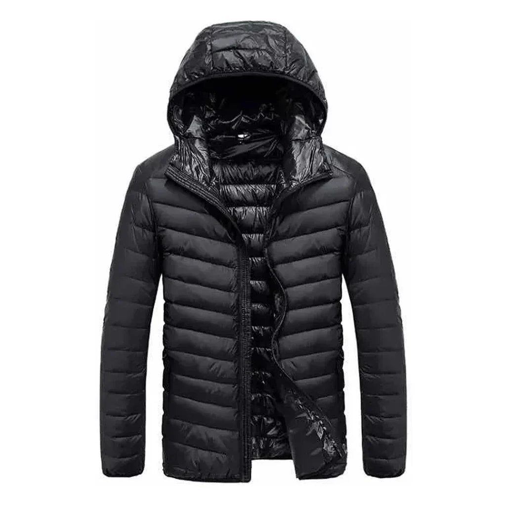 Doudoune imperméable en nylon pour homme avec poches et capuche